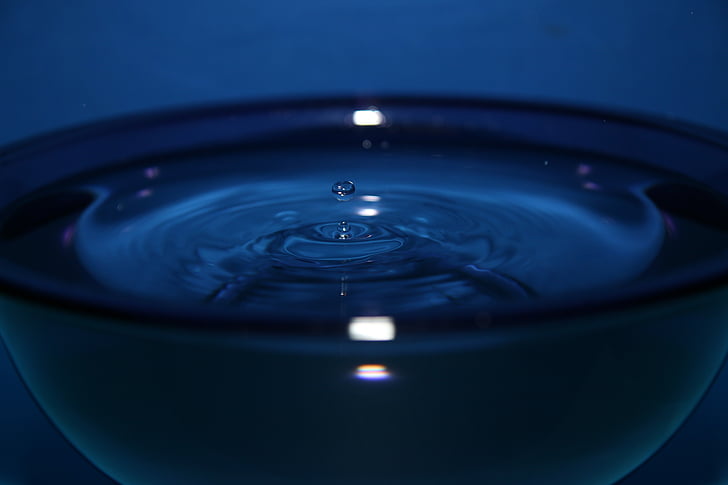 น้ำ, หล่น, สาด, แก้ว, ผิวน้ำ, สีฟ้า