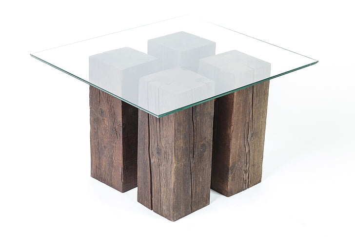 tabel, glas, hout, hout, houten, ontwerp, rustiek