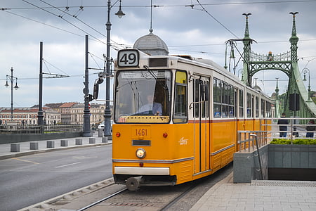 tranvía, transporte, transporte, Budapest, Hungría, viajes, ferrocarril