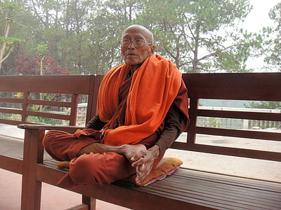 Mnich, Myanmar, religia, Buddyzm, Birmy, Stary człowiek, osoby w podeszłym wieku