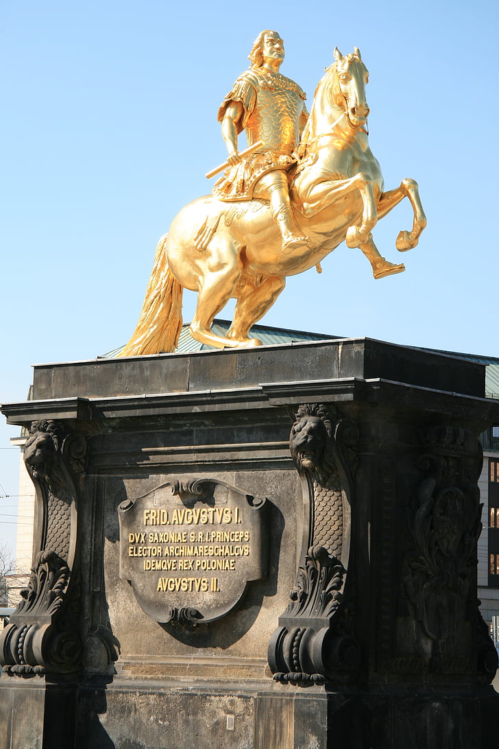 Golden rider, Dresden, patsas, muistomerkki, elokuussa vahva, arkkitehtuuri, kuuluisa place