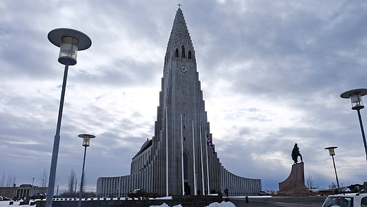 Iglesia, iglesia Hallgrímskirkja, Reykjavik, Islandia, impresionante, Escandinavia, icónica