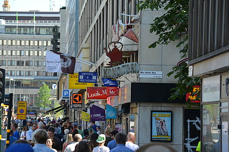 Stockholm, suvel, Street, turistid, inimesed, linna areenil