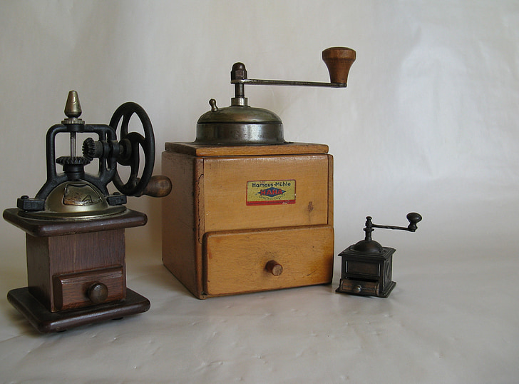Máy xay cà phê, cà phê, xay, tay quay, cũ, trong lịch sử, đồ cổ