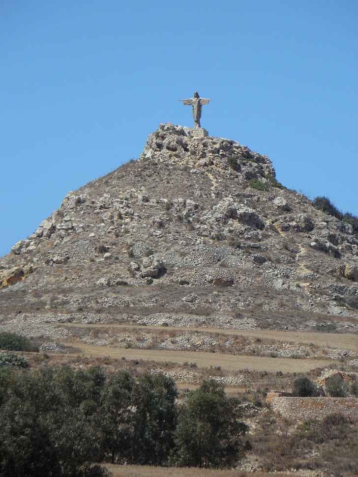 montagne, statue de, Sommet, Jésus, Gozo, christianisme, croire