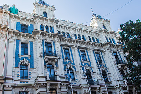 Letônia, Riga, edifício, Art nouveau, cidade velha de Riga, cidade velha