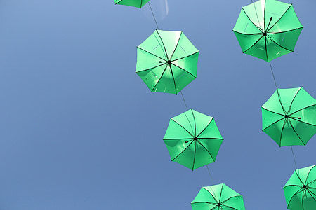 umbrella, green, sky