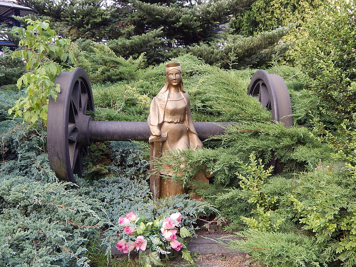 monument, figur, karakter, St Johannes Døberen, Catherine, protektor for jernbanearbejdere, statue