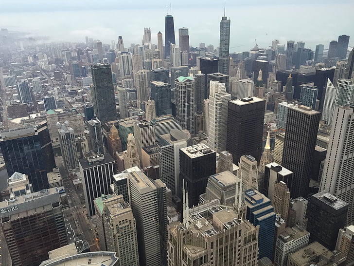 Chicago, město, Panorama, Panoráma města, Illinois, Centrum města, Sears tower