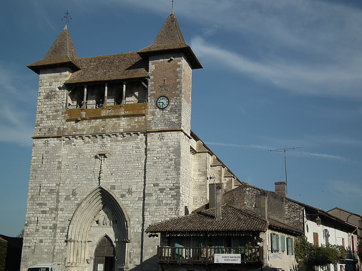 stredoveké, kostol, Villeréal, Dordogne