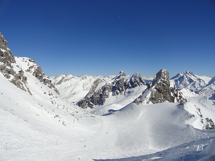montanhas, neve, Arlberg, tempo Imperial, esqui