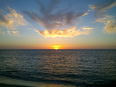 posta de sol de platja, posta de sol, Mar, oceà, horitzó