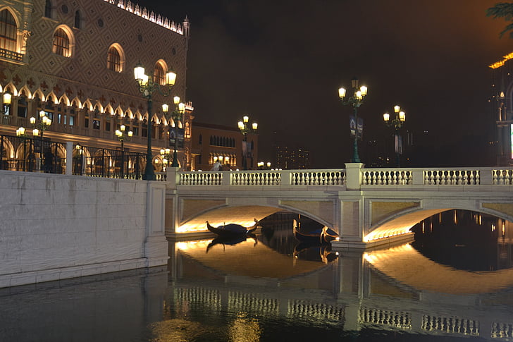 Jembatan, air, Canal, lampu, Romawi, romantis, Sungai