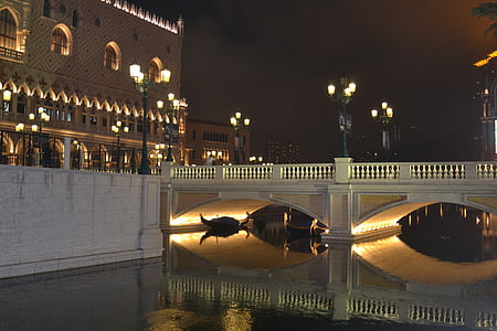 pont, eau, canal, lumières, romain, romantique, rivière