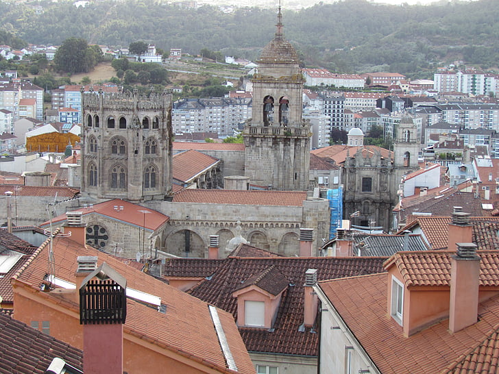 cathedral, ourense, old town, galicia, stone, facade, architecture