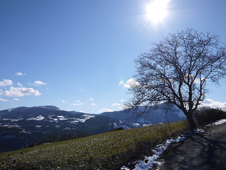 Gunung, salju, matahari, pemandangan, alam, musim dingin, Alpen