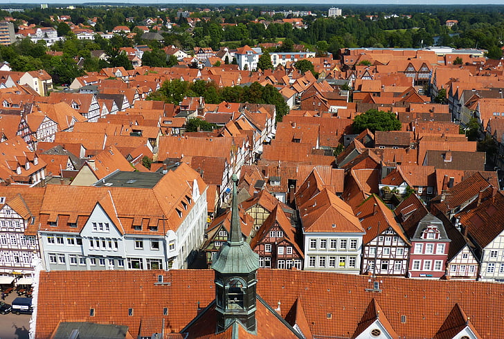 Celle, Baixa Saxônia, cidade velha, modo de exibição, perspectivas, treliça, fachwerkhaus
