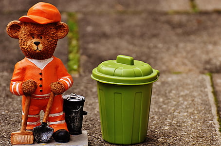 bear, profession, refuse collector, figure, cute, sweet, funny