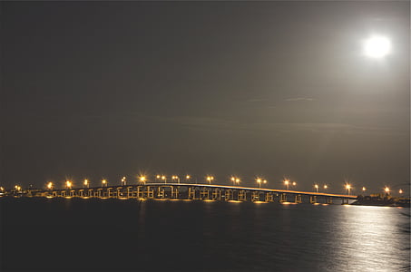 fotografie, Podul, noapte, arhitectura, lumini, seara, întuneric