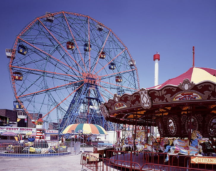 Coney island, New york, Ride, enfants, attraction, divertissement, icône