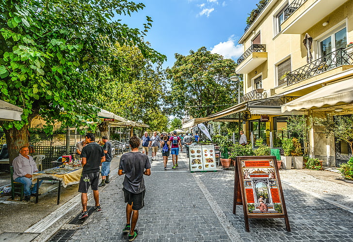 Atina, Cafe, sokak, Turizm, HDR, Yunanca, Yunanistan
