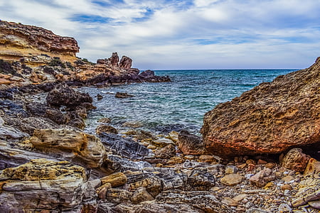 costa rocosa, piedras, roca, mar, Costa, paisaje, Costa