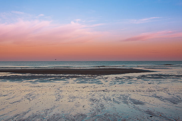 Sunrise, Callantsoog, Alankomaat, Beach, mieliala, loput, romanttinen