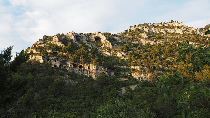 obszar krasowy, Kras, Rock, Francja, Prowansja, Fontaine-de-vaucluse, Skalna ściana