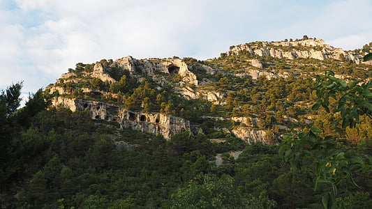 карстовата зона, карстовите, рок, Франция, Прованс, Fontaine-de-vaucluse, рок стена