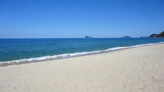 Plaża, piasek, cisza, wody, horyzont, piaszczystej plaży, tło