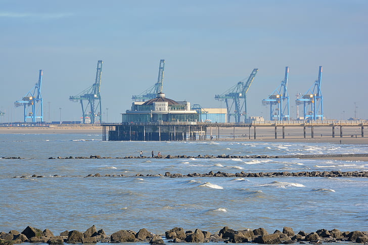 Blankenberge, morje, valoloma, belgijski pier, Zeebrugge