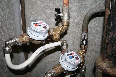 Counter, vann, vannforsyning, sanitære engineering, rørledning, flowmeter, ventil