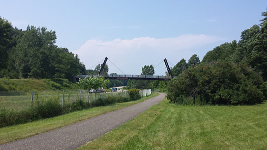 fietspad, brug, Vermont, Intervale, voetgangersbrug