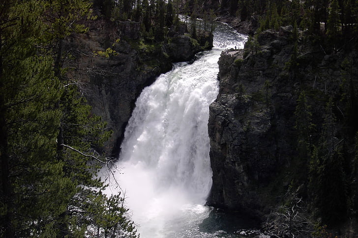 vodopád, Yellowstone, Národní, parku, řeka, kaňon, voda