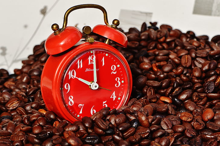 Pausa cafè, descans, rellotge despertador, temps, beguda, gaudir, beneficiar-se de