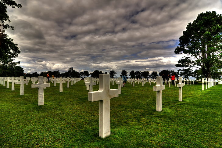 Colleville-sur-mer, Cmentarz, d-Day, Stany Zjednoczone, Plaża Omaha, nagrobek, Pomnik
