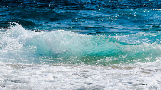 onda, espuma, pulverizador, mar, azul, praia, respingo