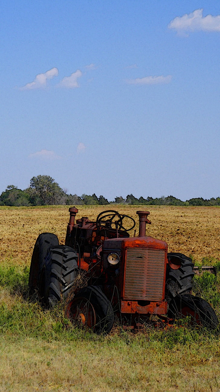tractor, farm, agriculture, farming, machinery, landscape, farm field