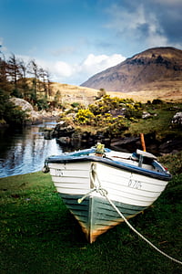 лодка, поток, Крийк, Ирландия, планини, Хилс, пейзаж
