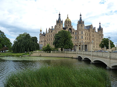 Schwerin, slott, Mecklenburg, Mecklenburg-Vorpommern, delstatshuvudstaden, historiskt sett, arkitektur