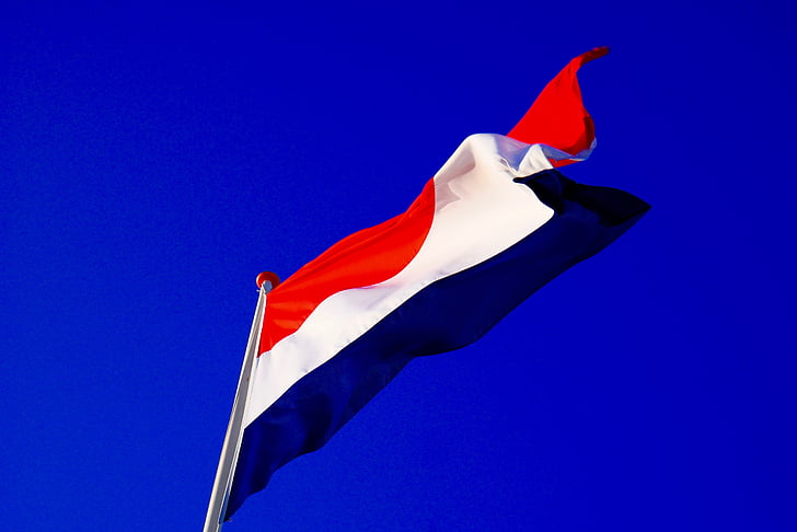 Hollandia, zászló, holland zászló, Hollandia, szél, integetett zászló, levegő