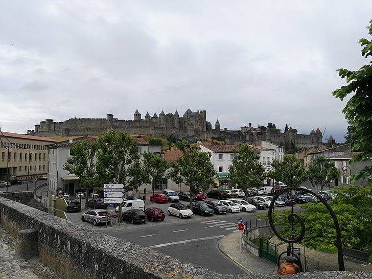 Carcassonne, ciudad medieval, antigua ciudad, panorama general, Monumento, Francia, ciudad