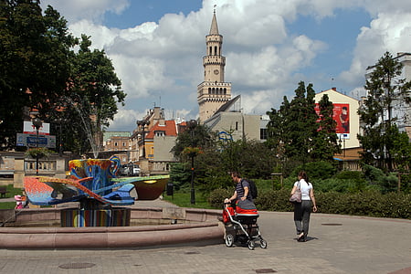 Opole, Silesia, panorama, fuente