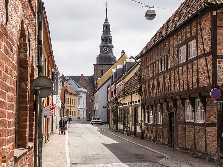 Ystad, Skane, Kota, Swedia, arsitektur, Street, Eropa