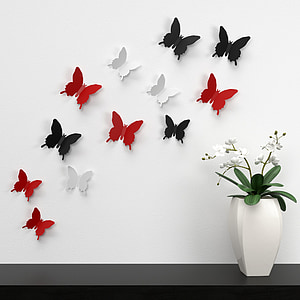 kupu-kupu, dinding, dekorasi, warna, kertas dekorasi, warna-warni, kesenangan
