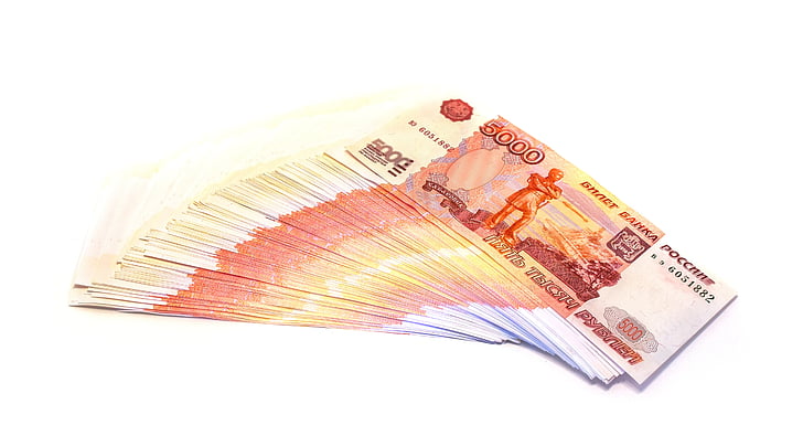 penger, rubel, millioner rubler, regninger, 5000, valuta, Russland