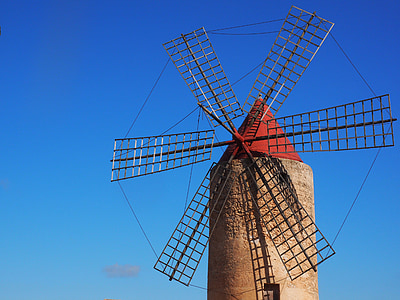 风车, 磨机, 风力发电, algaida, 马略卡岛, 具有里程碑意义, 感兴趣的地方