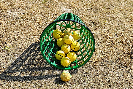 basket, golf balls, golf, ball, grass, sport, outdoors