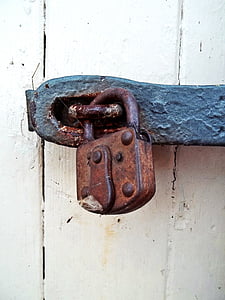 cadenat, objectiu, fusta, porta, l'entrada, vell, antiga porta