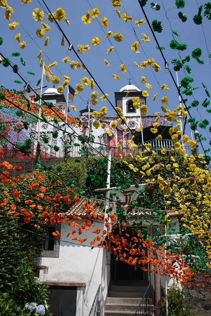 Funchal, Madeira, sommar, Celebration, färgglada, blomma, monumentet